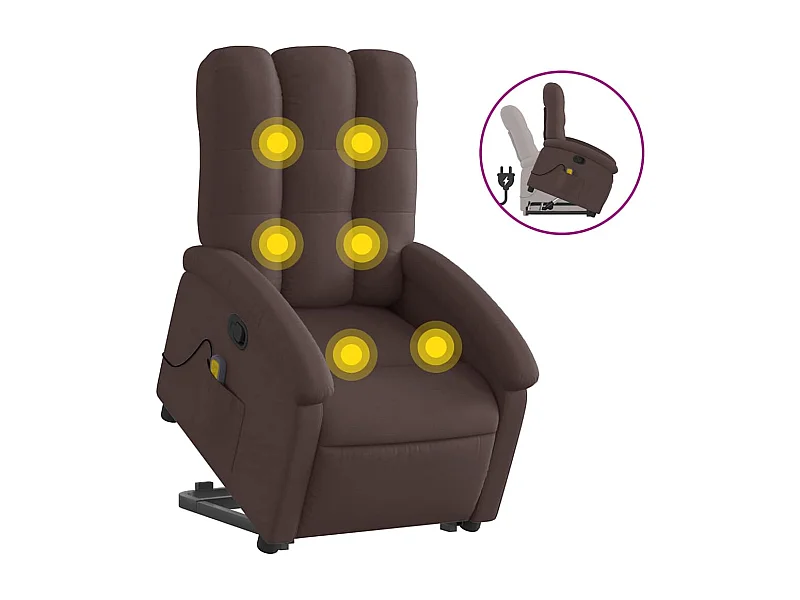 Fauteuil inclinable-Chaise de relax-Fauteuil de Massage Marron foncé Tissu SHL1808