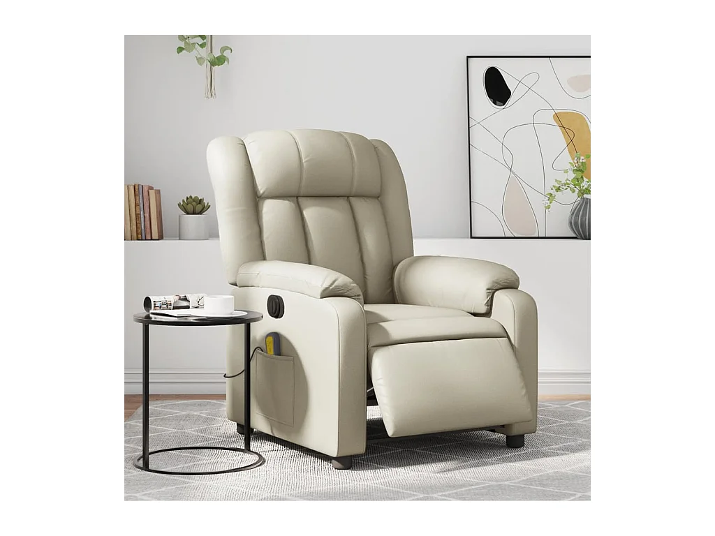 Fauteuil inclinable électrique-Fauteuil de massage de Salon crème similicuir SHL4873