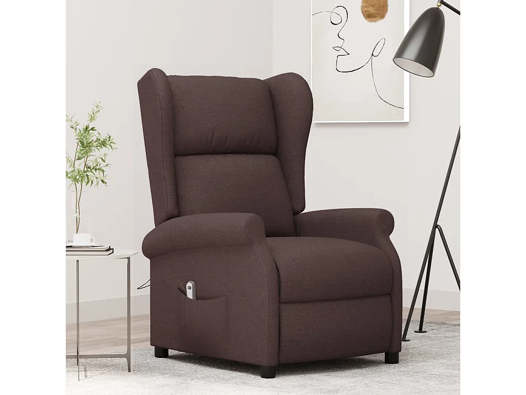 Fauteuil inclinable électrique-Chaise de relax à oreilles marron foncé tissu SHL3372