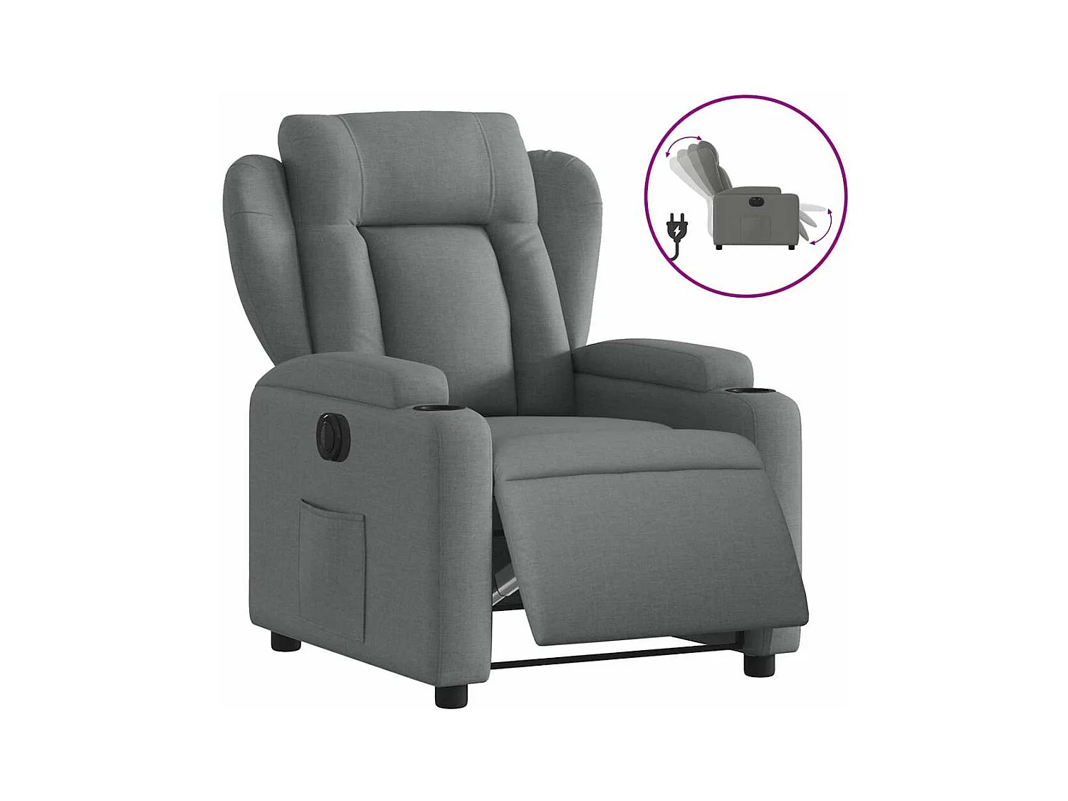 Fauteuil inclinable électrique-Chaise de relax-Fauteuil salon Gris foncé Tissu SHL4809
