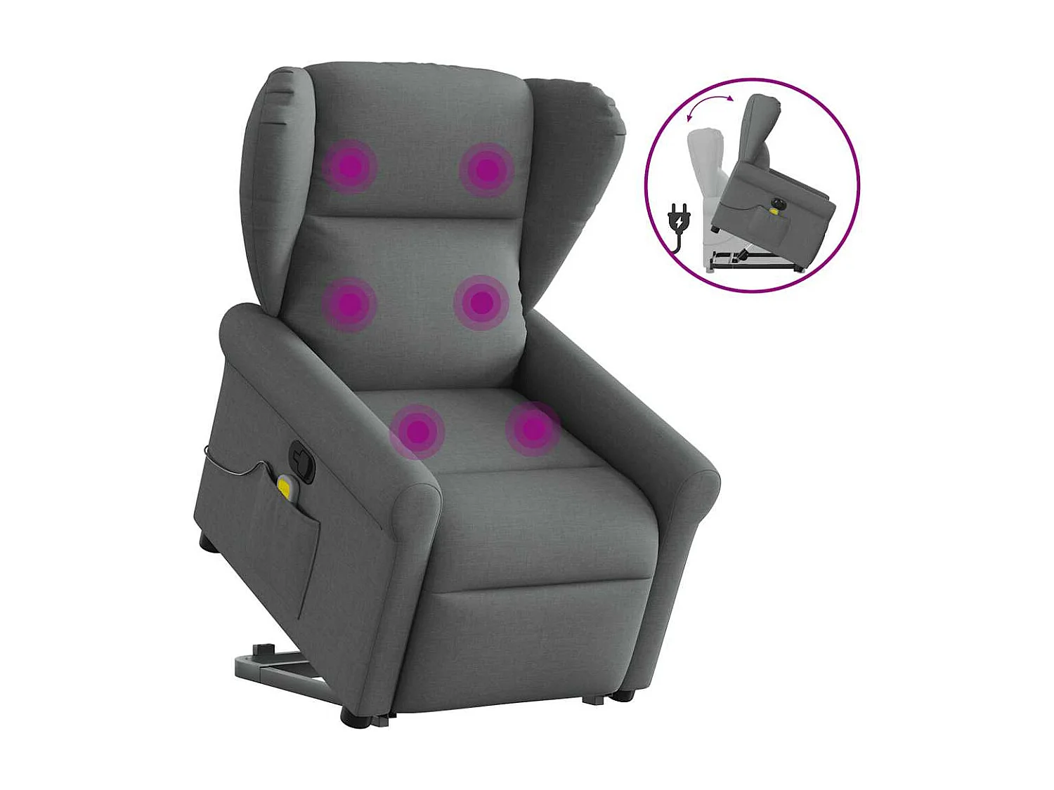 Silla de masaje reclinable de pie de tela gris oscuro SHL5630