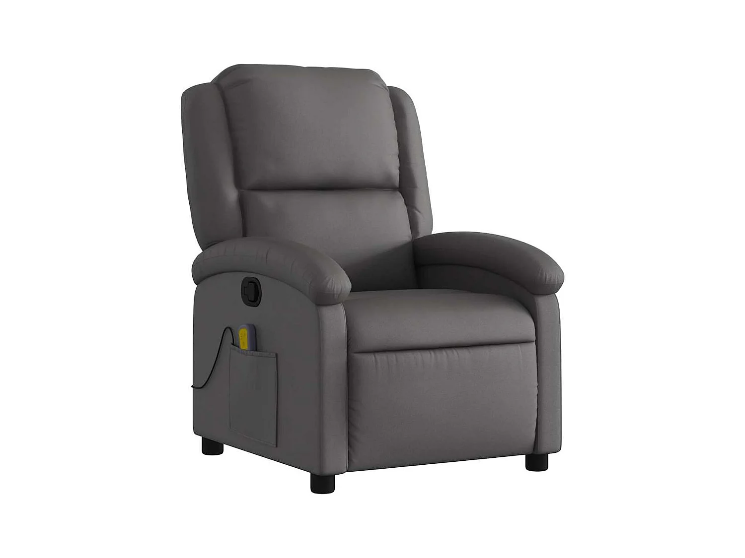 Sillón de relax | Sillón reclinable de masaje cuero auténtico gris SHL7915
