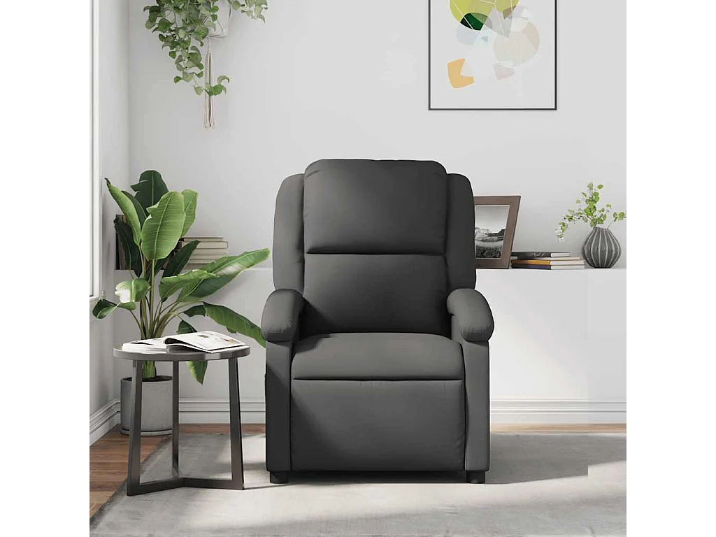 Fauteuil inclinable-Chaise de relax-Fauteuil de Massage gris cuir véritable SHL2968