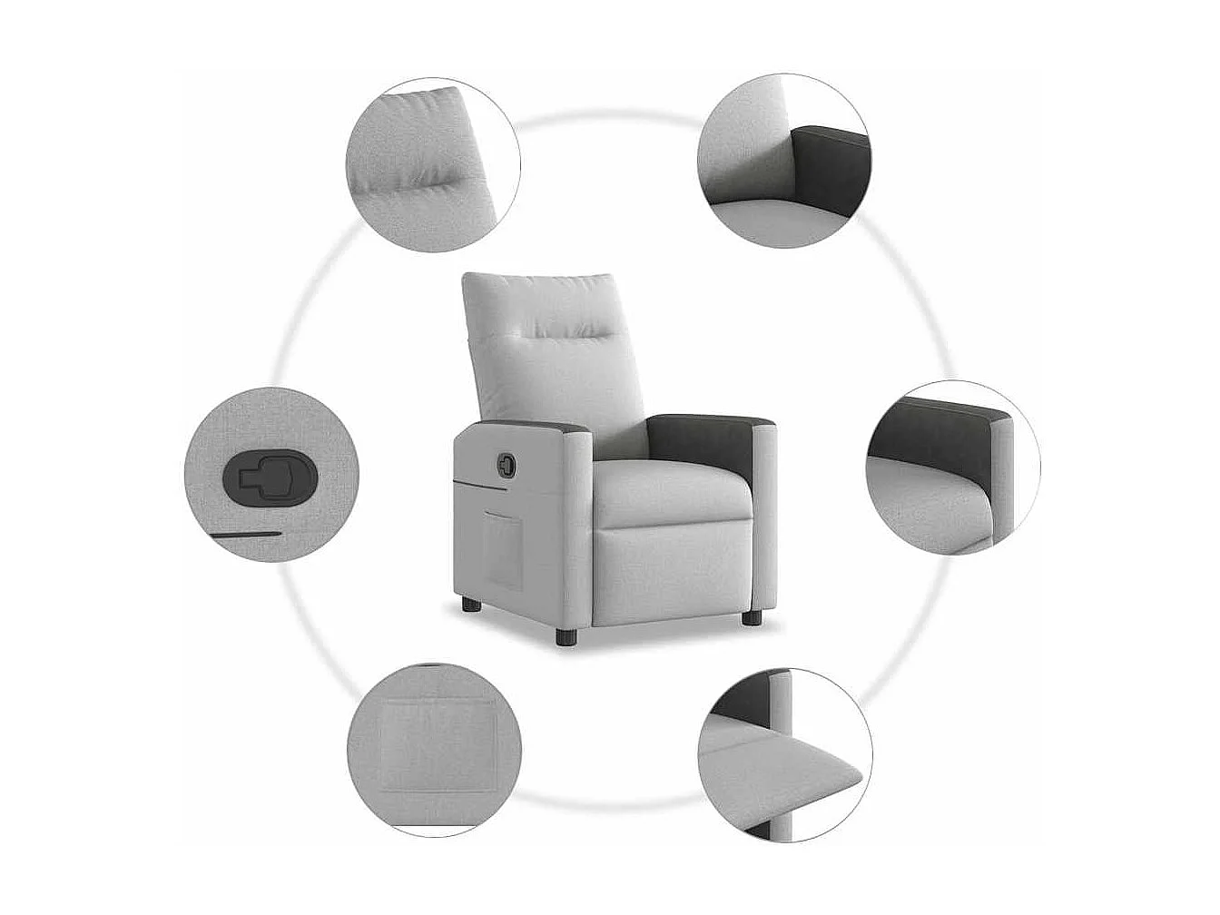 Sillón de relax | Sillón reclinable de tela gris nube SHL7535