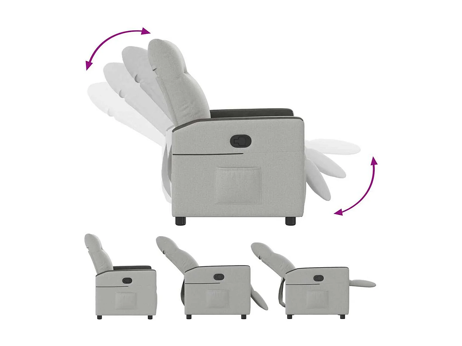 Fauteuil inclinable-Chaise de relax-Fauteuil TV gris nuage tissu SHL3644