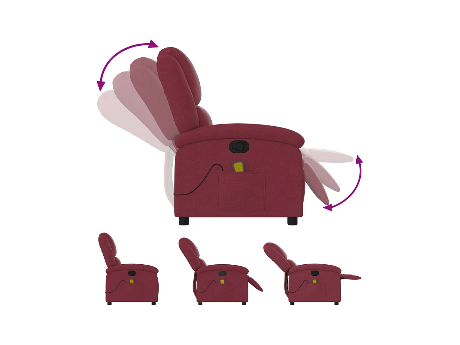 Sillón de salón | Silla | Sillón de masaje reclinable de tela color vino tinto SHL7235