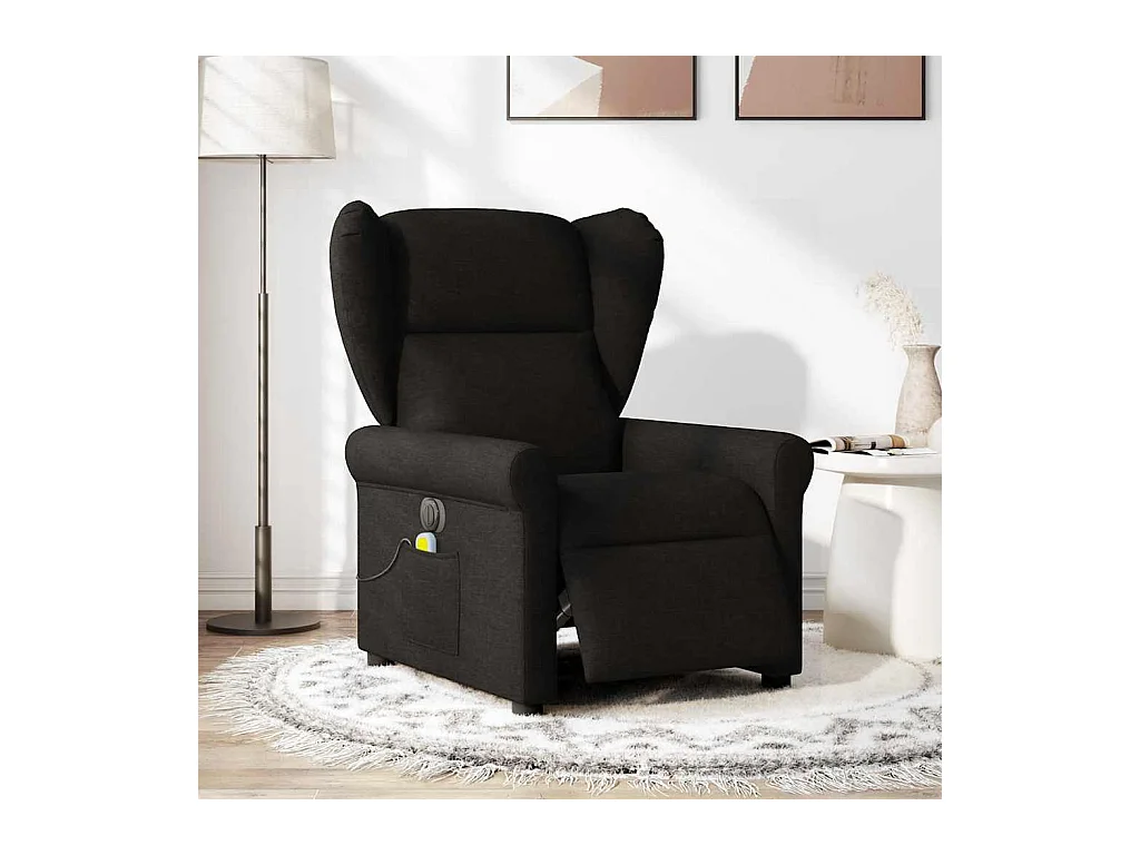 Fauteuil inclinable électrique-Fauteuil de massage de Salon Noir Tissu SHL1257