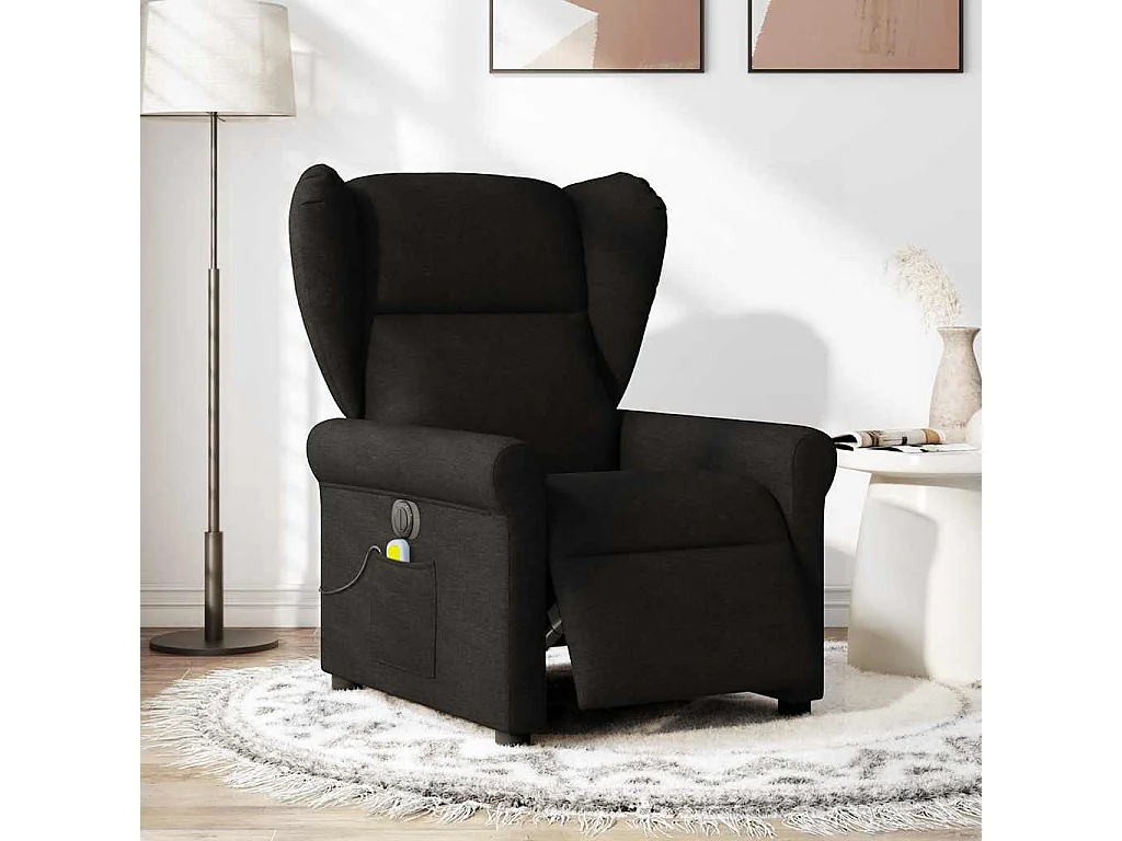 Fauteuil inclinable électrique-Fauteuil de massage de Salon Noir Tissu SHL1257