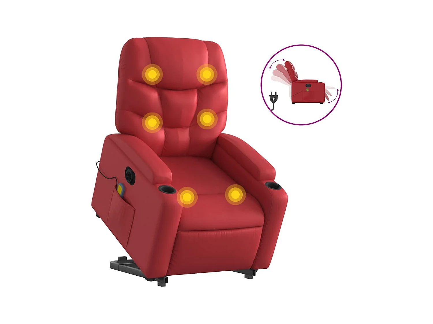 Sillón de salón | Silla | Sillón de majaje elevable eléctrico cuero artificial rojo SHL6961