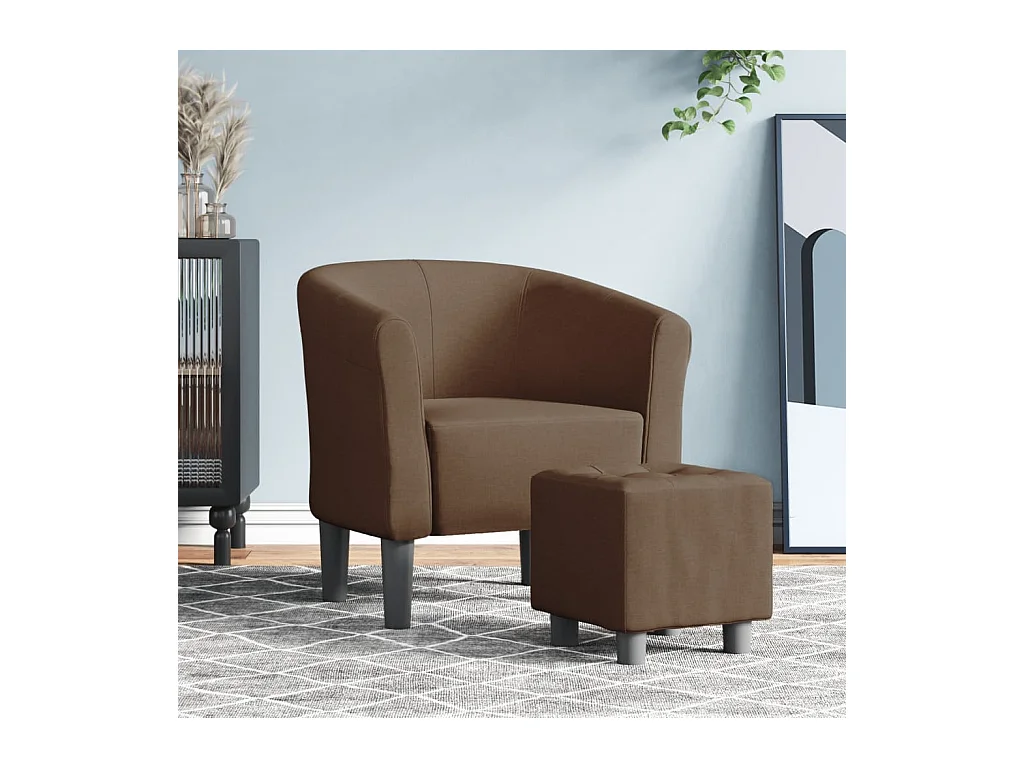 Sillón de salón | Silla de relax con taburete tela marrón SHL2163