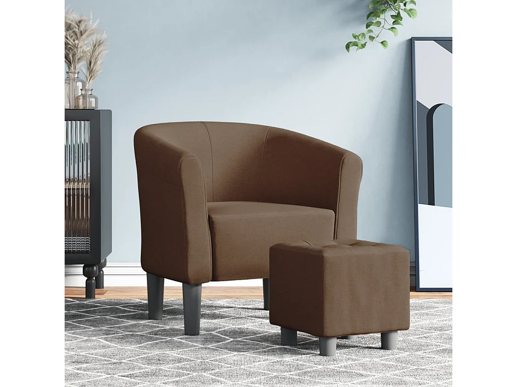 Relaxsessel | Clubsessel mit Fußhocker Braun Stoff SHL4072