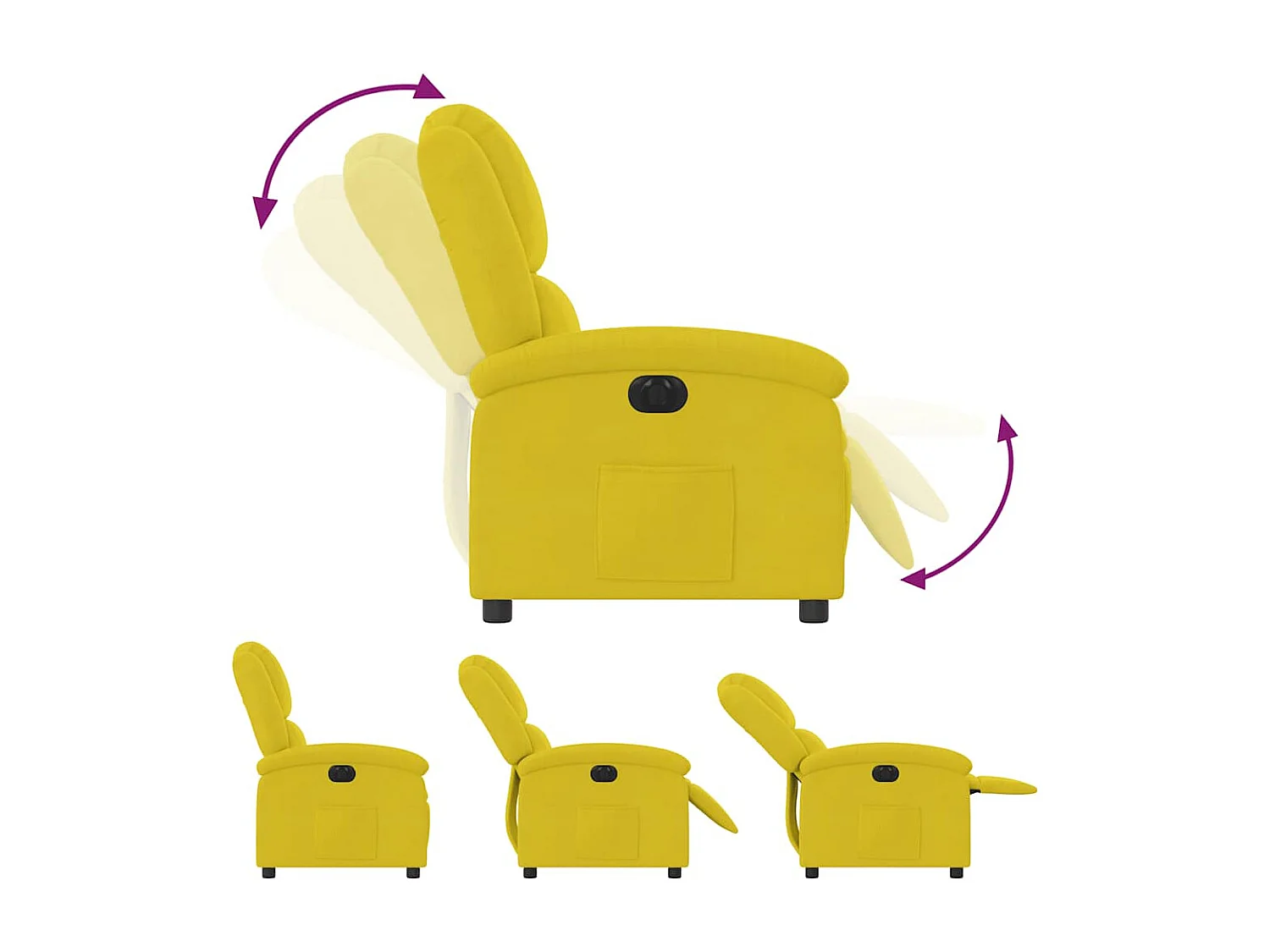 Sillón de relax | Silla | Sillón reclinable eléctrico de terciopelo amarillo SHL5770