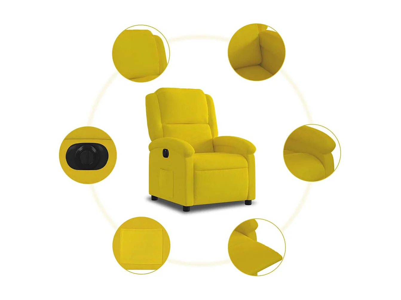 Sillón de relax | Silla | Sillón reclinable eléctrico de terciopelo amarillo SHL5770