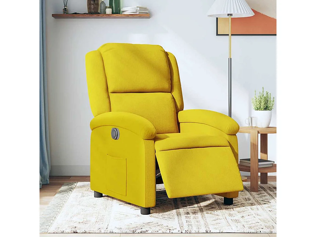 Relaxsessel Elektrisch | Lounge Sessel indoor Gelb Samt SHL63370