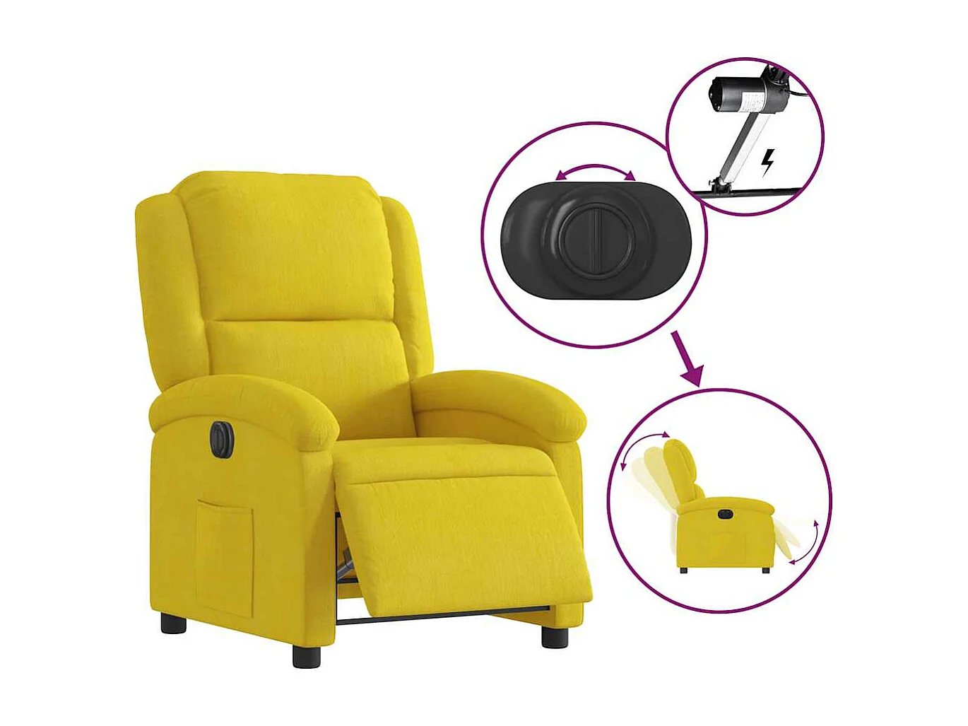 Relaxsessel Elektrisch | Lounge Sessel indoor Gelb Samt SHL63370