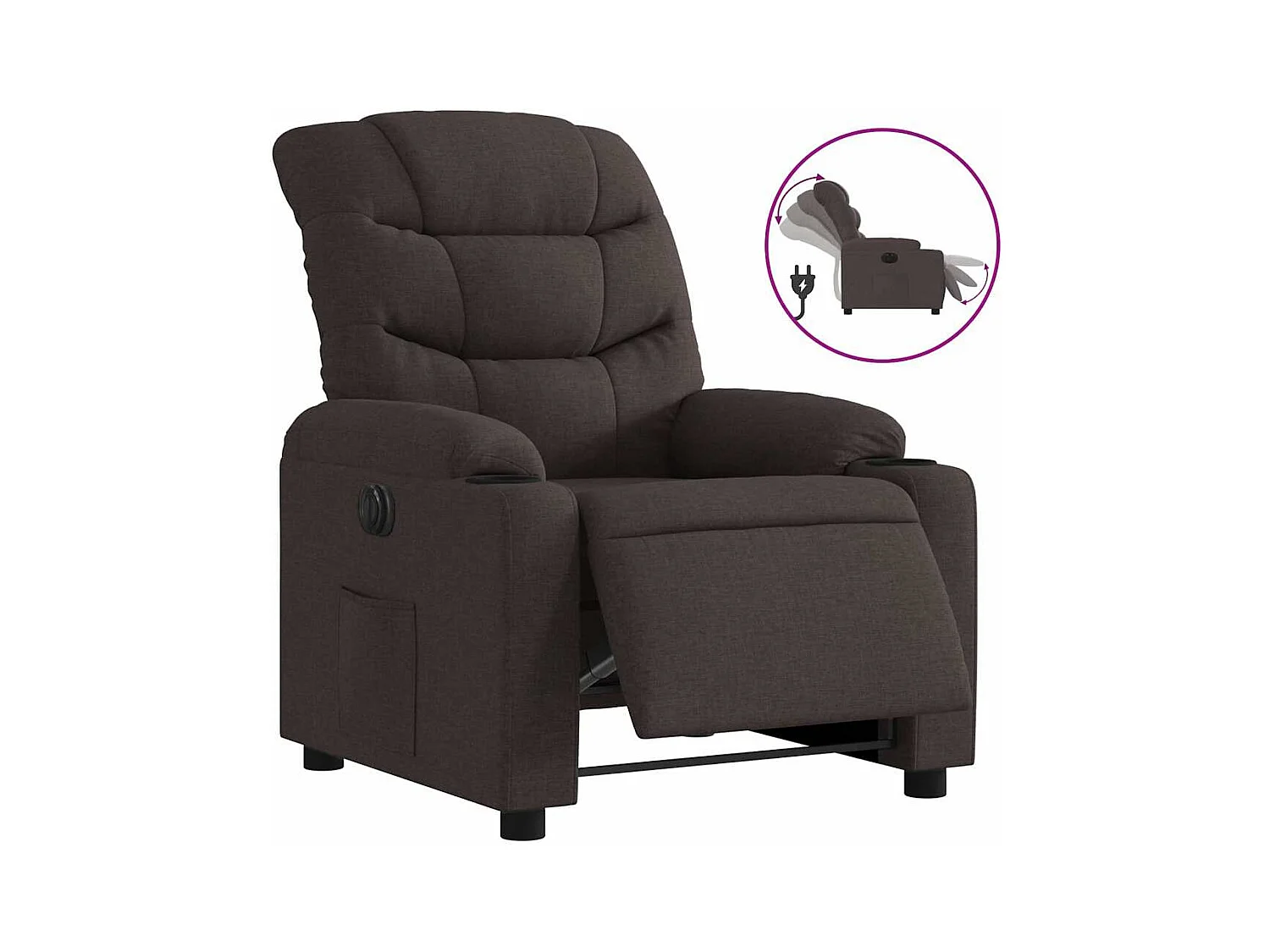 Sillón de relax | Silla | Sillón reclinable eléctrico tela marrón oscuro SHL3371