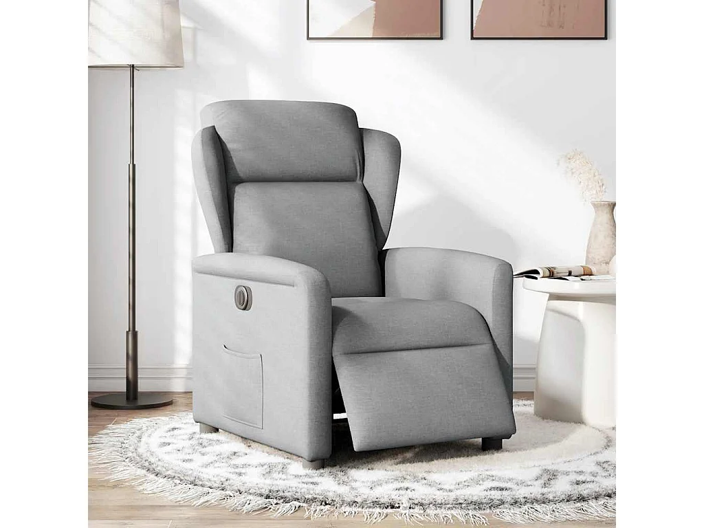 Relaxsessel Elektrisch | Lounge Sessel indoor Hellgrau Stoff SHL42958