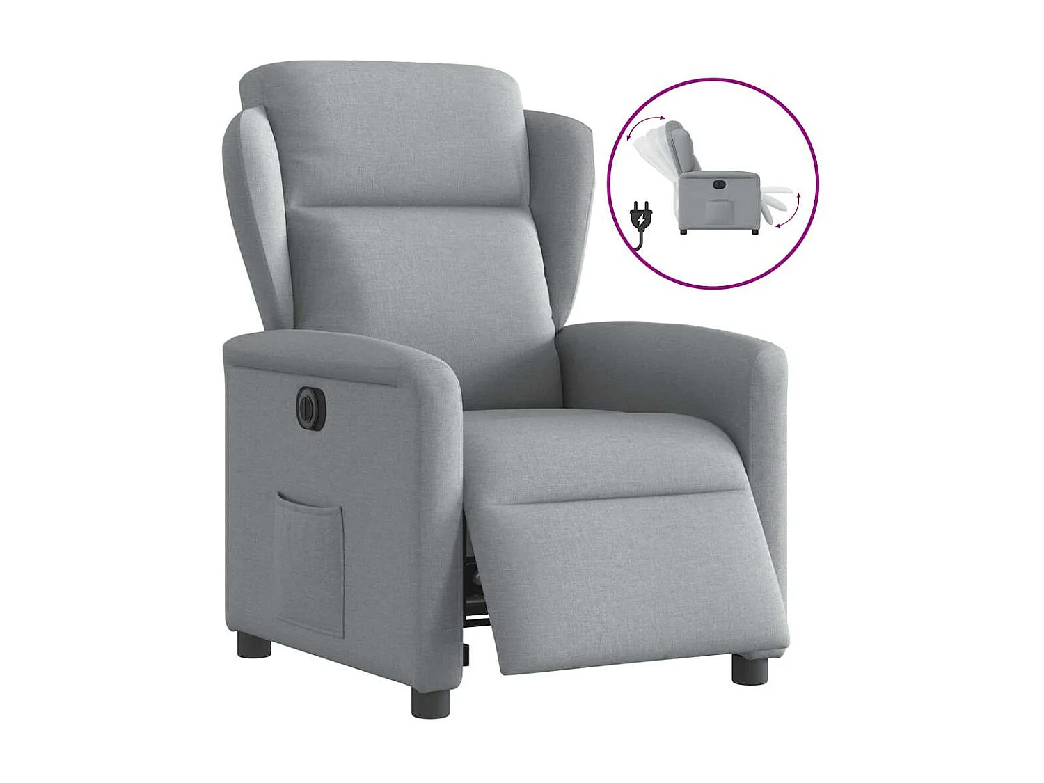 Relaxsessel Elektrisch | Lounge Sessel indoor Hellgrau Stoff SHL42958