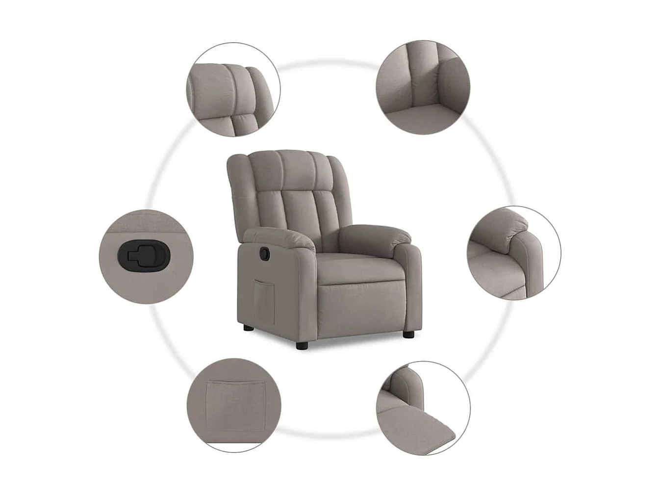 Sillón de salón | Silla | Sillón de masaje reclinable de tela gris taupé SHL8399