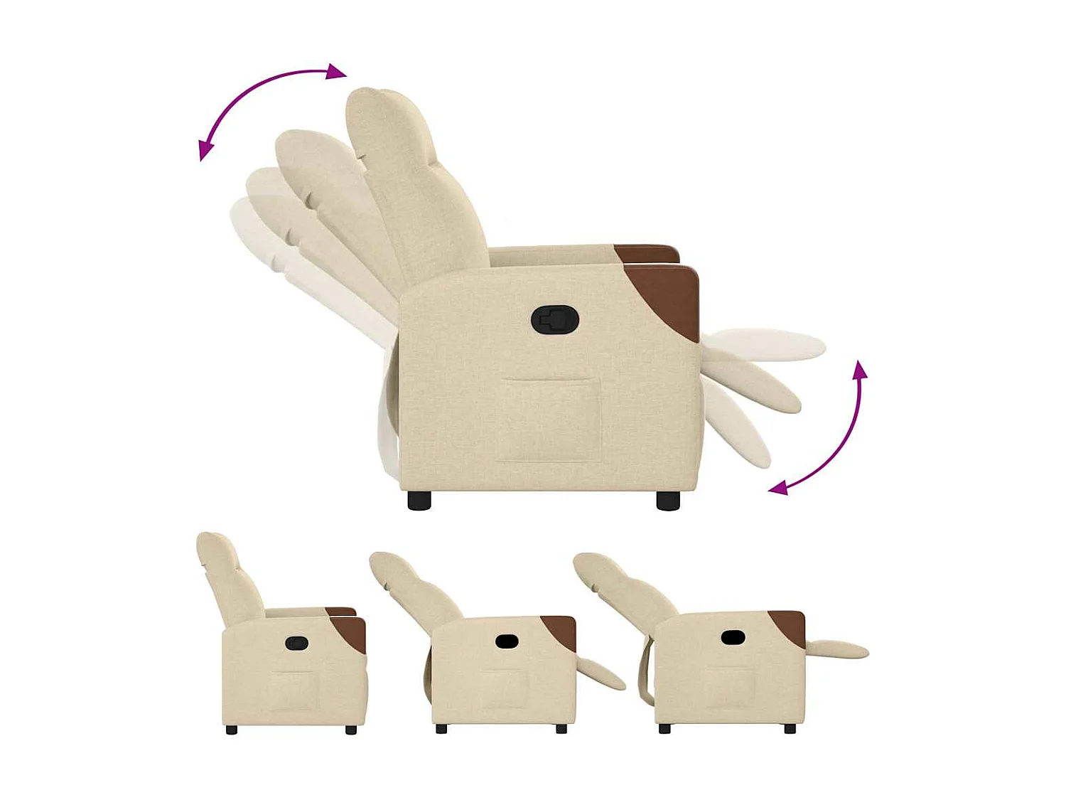 Sillón de relax | Sillón reclinable de tela crema SHL7640