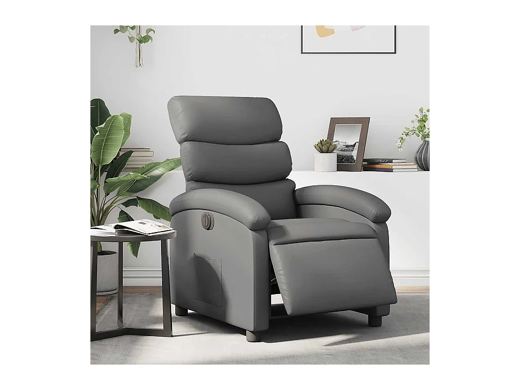 Sillón de relax | Silla | Sillón reclinable eléctrico de cuero sintético gris SHL6065