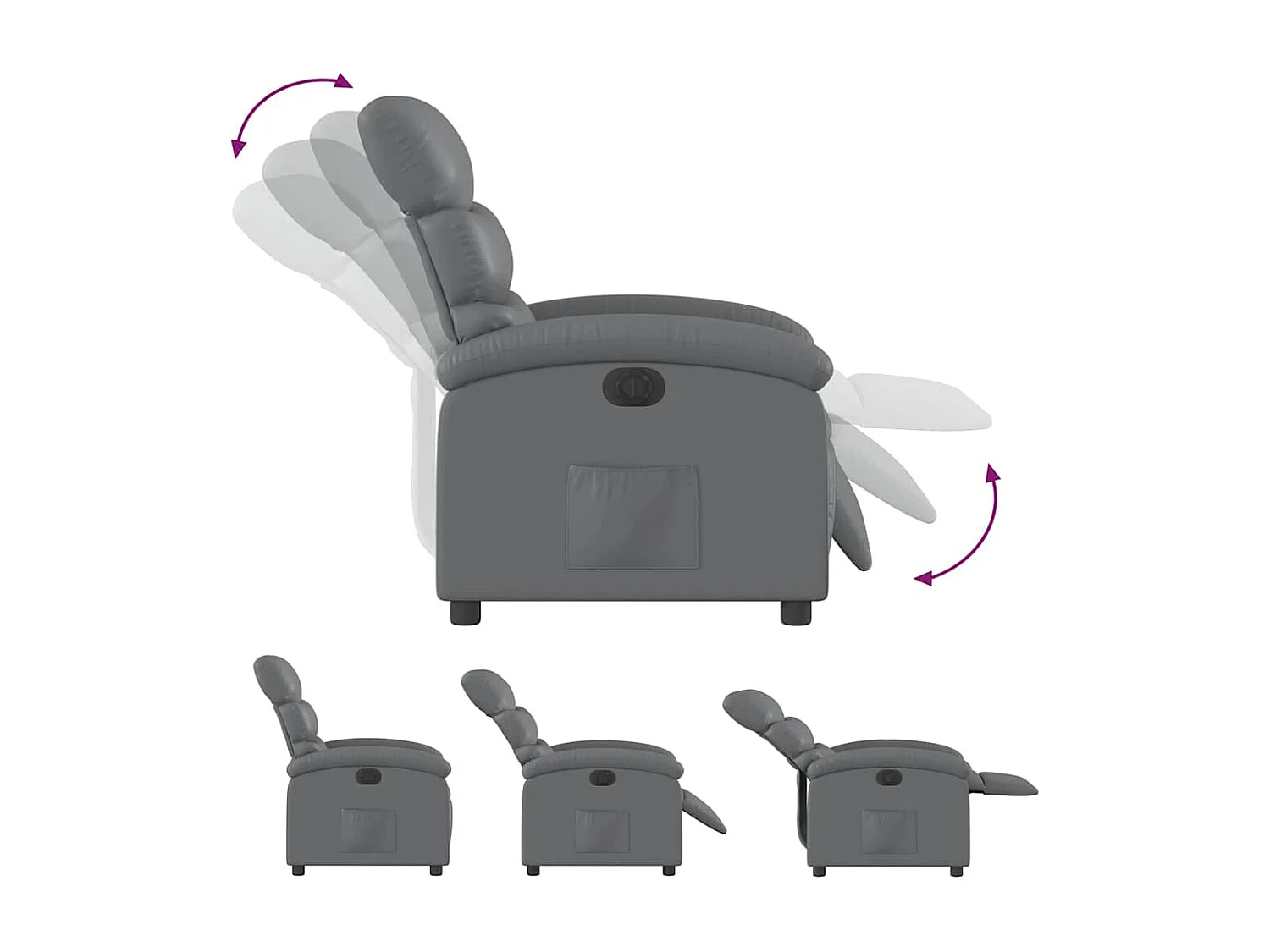Sillón de relax | Silla | Sillón reclinable eléctrico de cuero sintético gris SHL6065