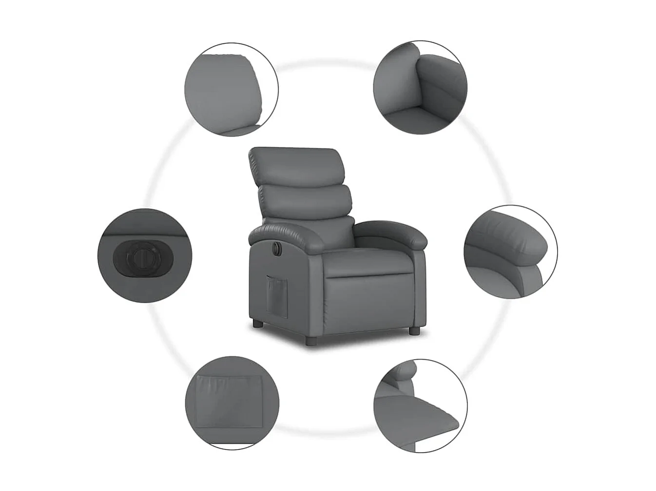 Sillón de relax | Silla | Sillón reclinable eléctrico de cuero sintético gris SHL6065