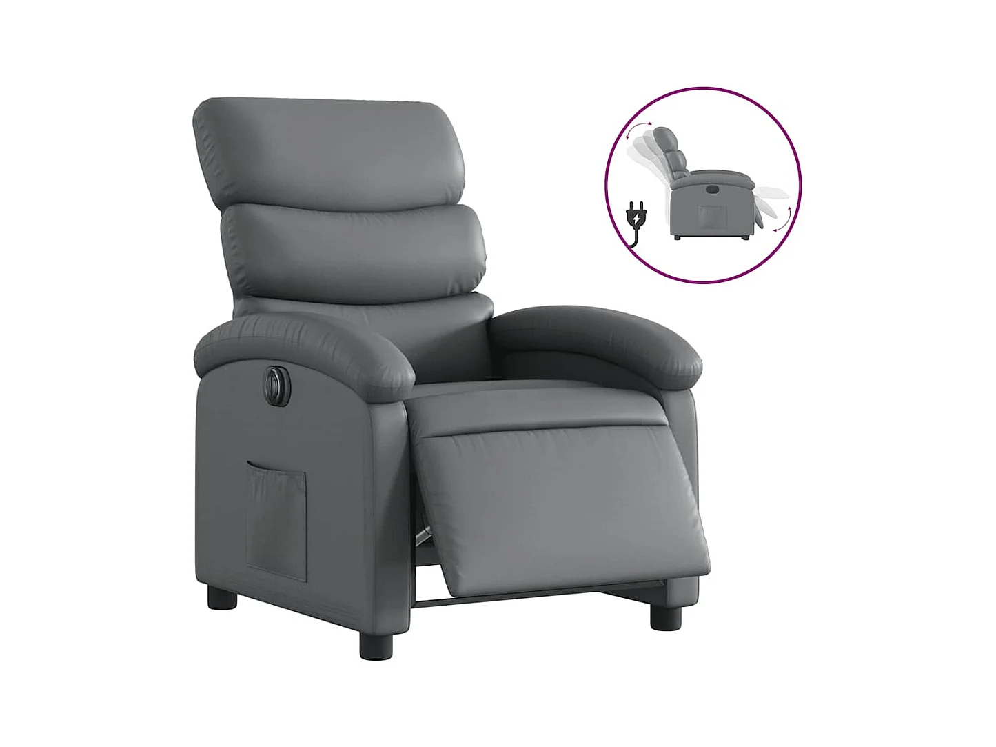 Fauteuil inclinable électrique-Chaise de relax-Fauteuil TV Gris Similicuir SHL5331