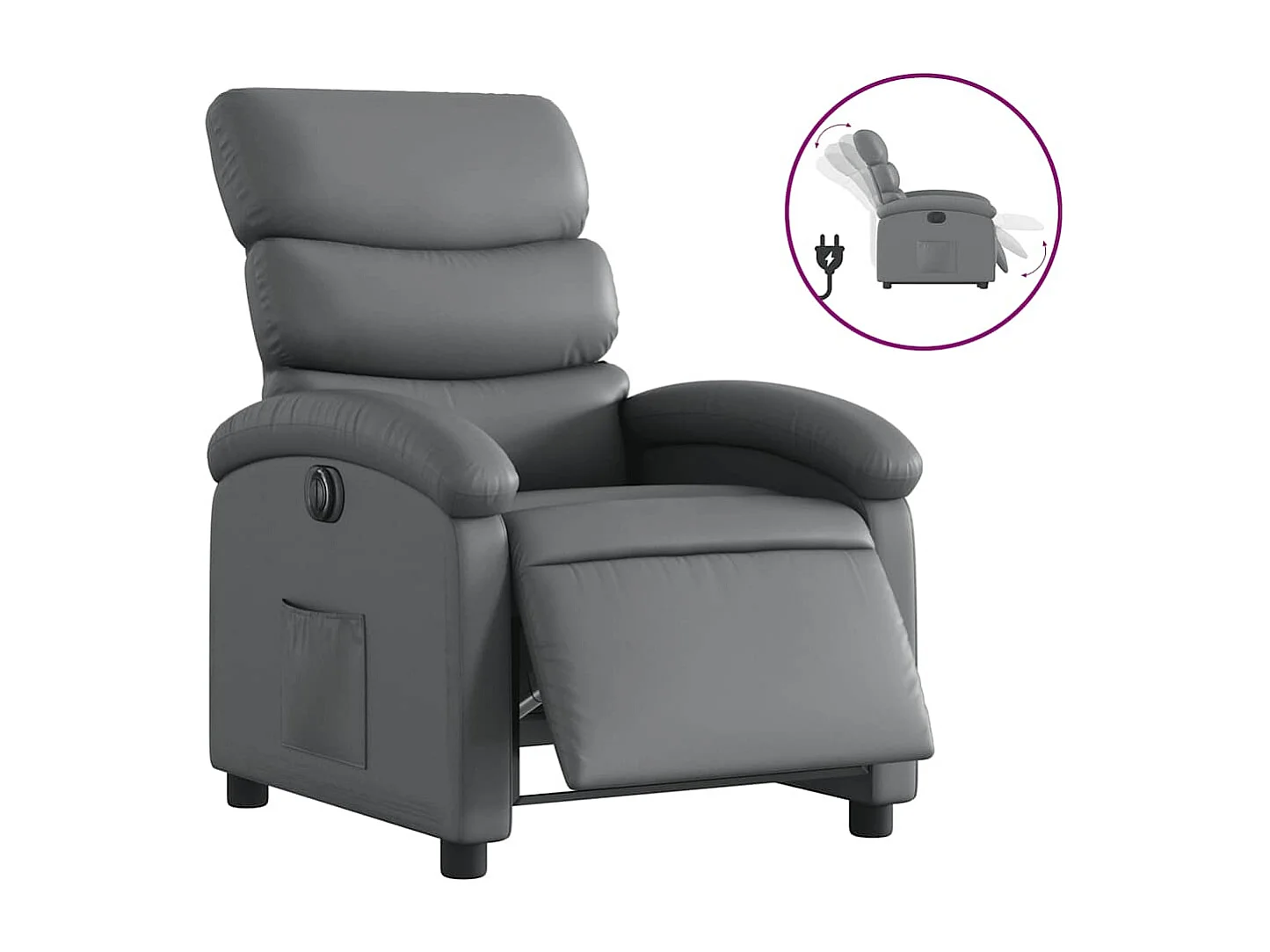 Relaxsessel Elektrisch | Lounge Sessel indoor Grau Kunstleder SHL70530