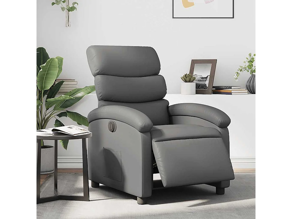 Relaxsessel Elektrisch | Lounge Sessel indoor Grau Kunstleder SHL70530