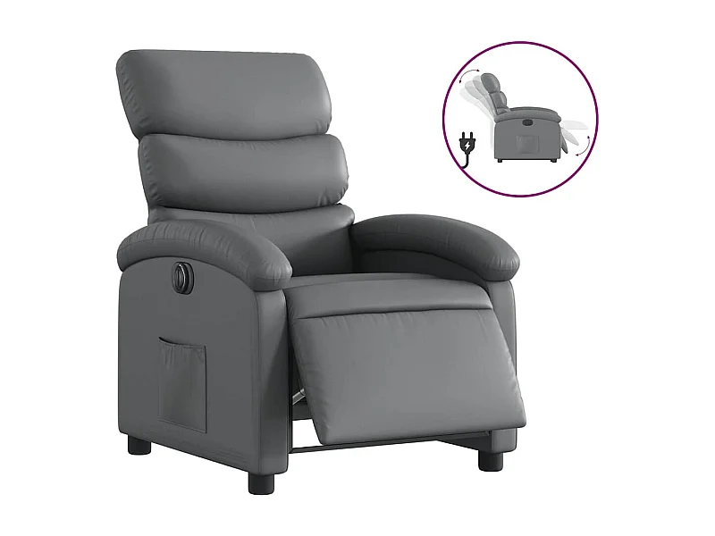 Fauteuil inclinable électrique-Chaise de relax-Fauteuil TV Gris Similicuir SHL5331