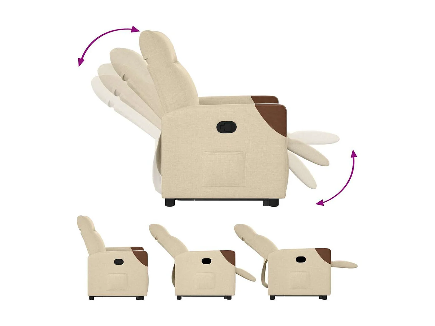 Relaxsessel | Lounge Sessel für Wohnzimmer mit Aufstehhilfe Creme Stoff SHL12264