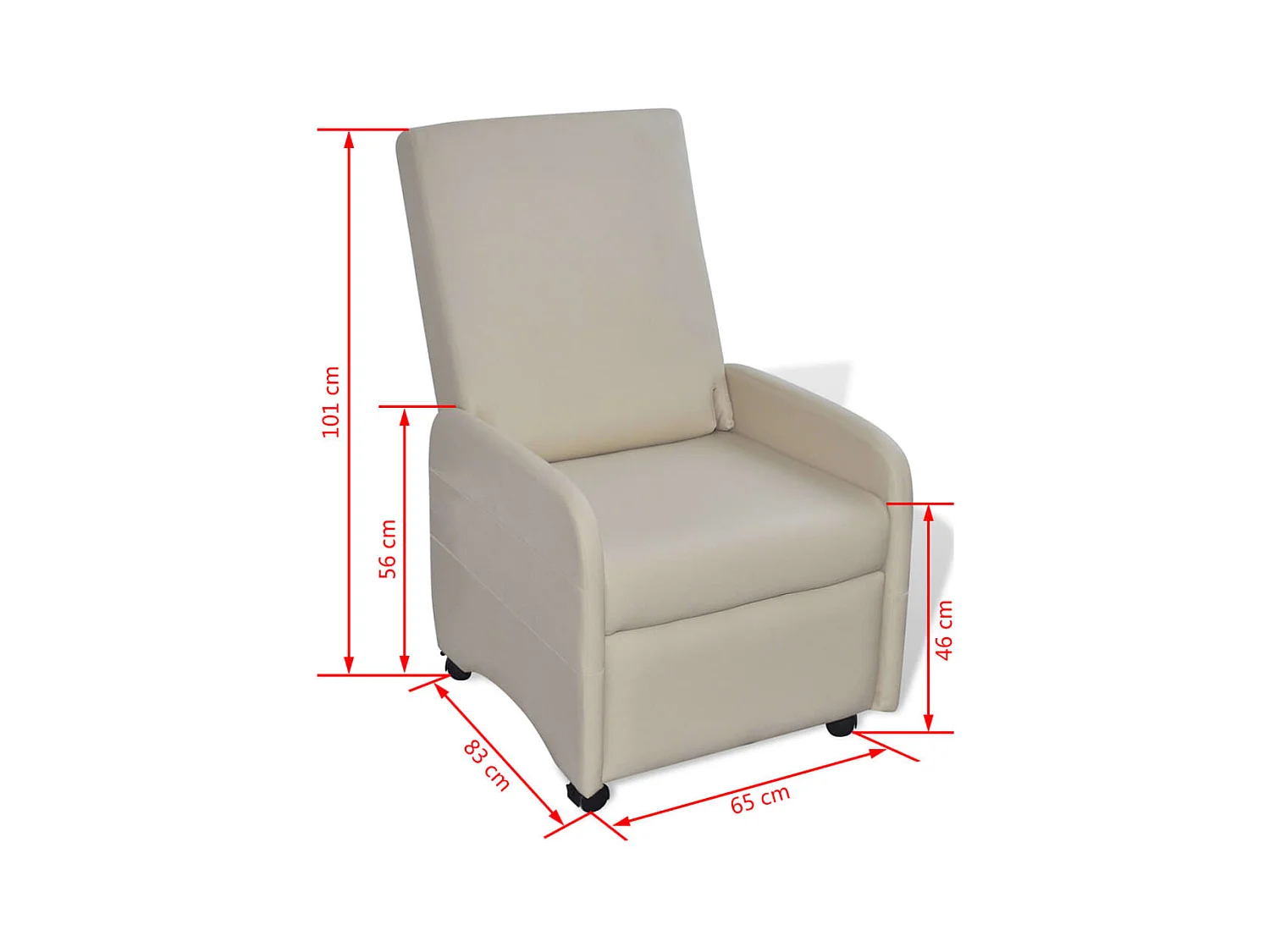 Poltrona Confortável | Poltrona reclinável em couro artificial creme SHL452359