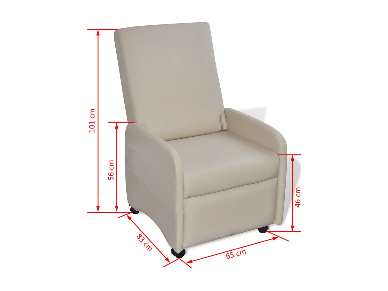 Fauteuil salon-Chaise d'appoint-Fauteuil pliable crème similicuir SHL3238