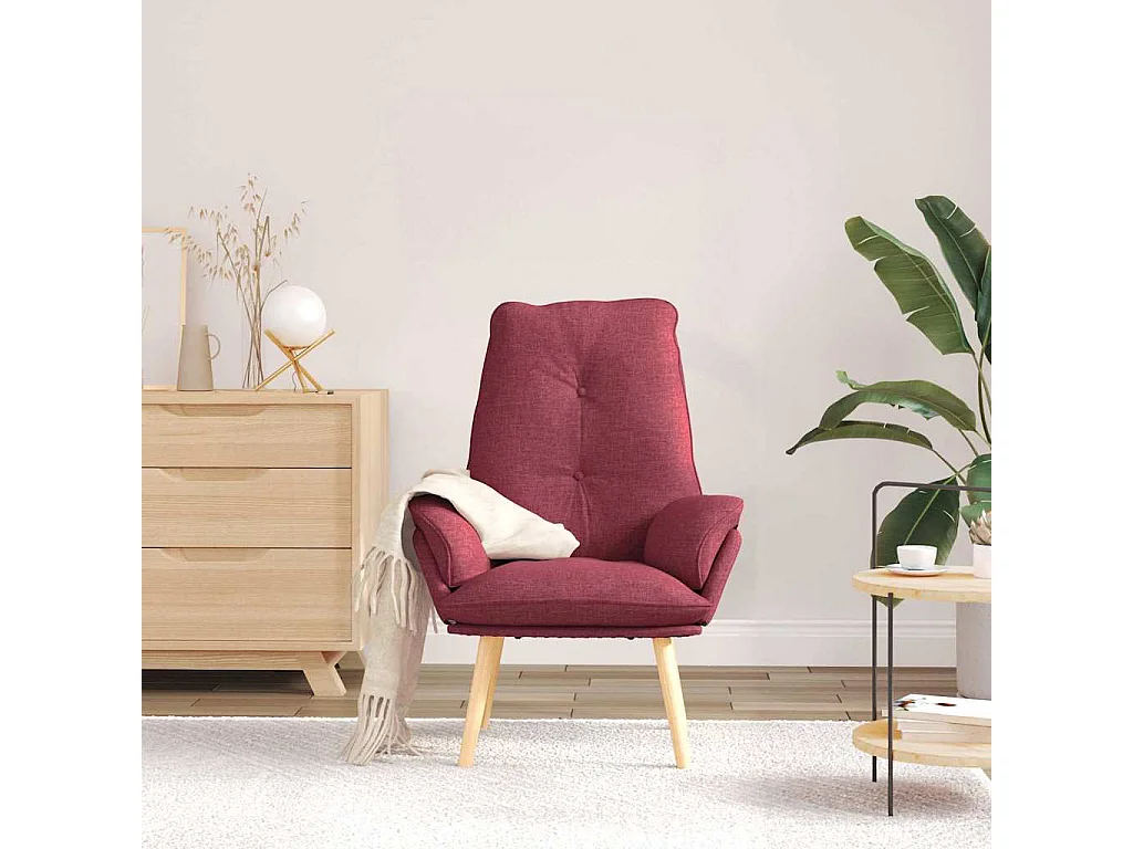 Relaxsessel | Lounge Sessel für Wohnzimmer Weinrot 69x74x93 cm Sherpa-Stoff SHL64413