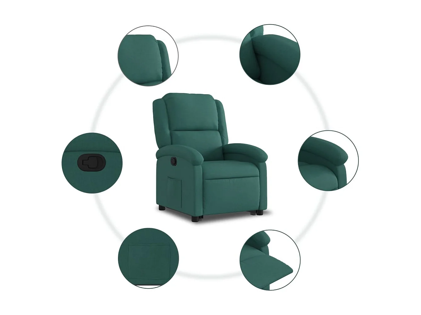 Sillón de relax | Silla | Sillón reclinable elevable tela verde oscuro SHL5529