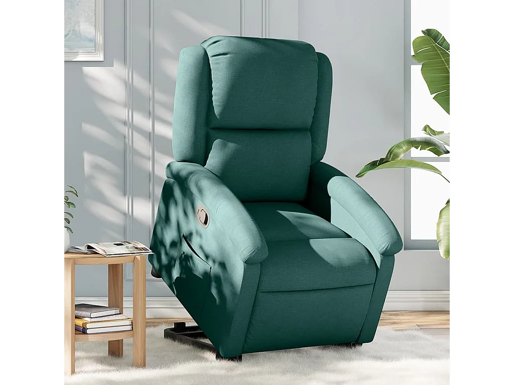 Relaxsessel | Lounge Sessel für Wohnzimmer mit Aufstehhilfe Dunkelgrün Stoff SHL16899