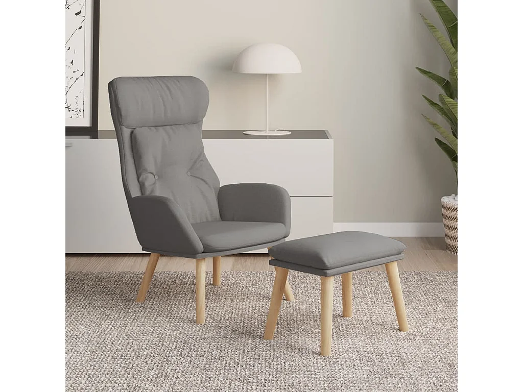 Sillón de relax | Silla de relax con taburete tela gris claro SHL4696