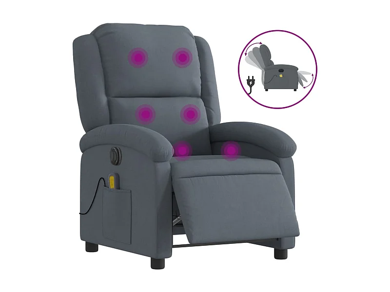 Sillón de relax | Sillón reclinable de masaje eléctrico terciopelo gris oscuro SHL7364