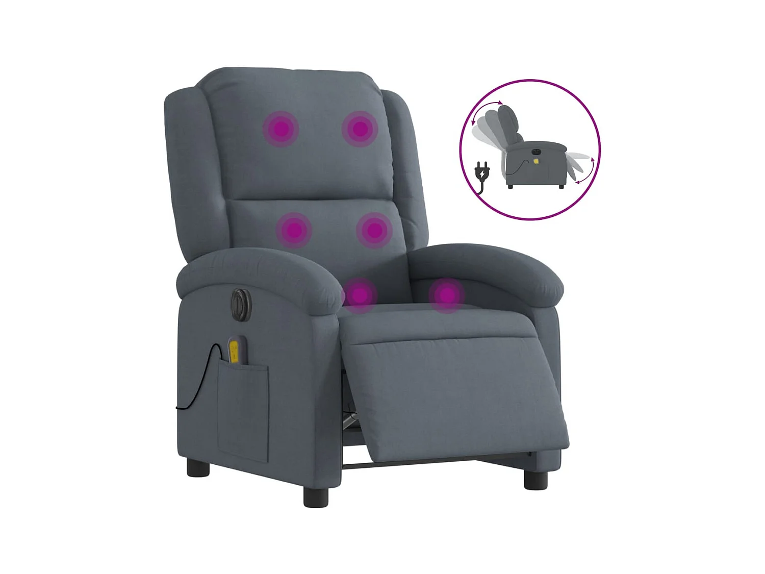 Fauteuil inclinable électrique-Chaise-Fauteuil de Massage gris foncé velours SHL2498