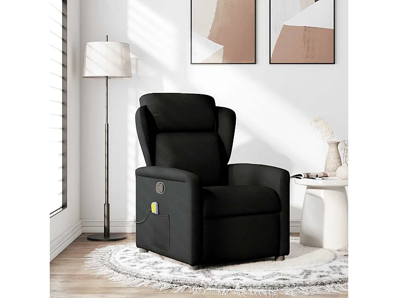 Fauteuil inclinable-Chaise de relax-Fauteuil de Massage Noir Tissu SHL4915