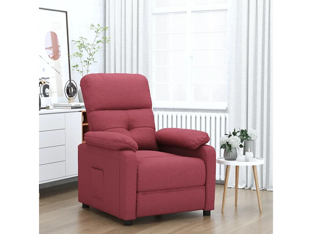 Relaxsessel | Lounge Sessel für Wohnzimmer Weinrot Stoff SHL48254