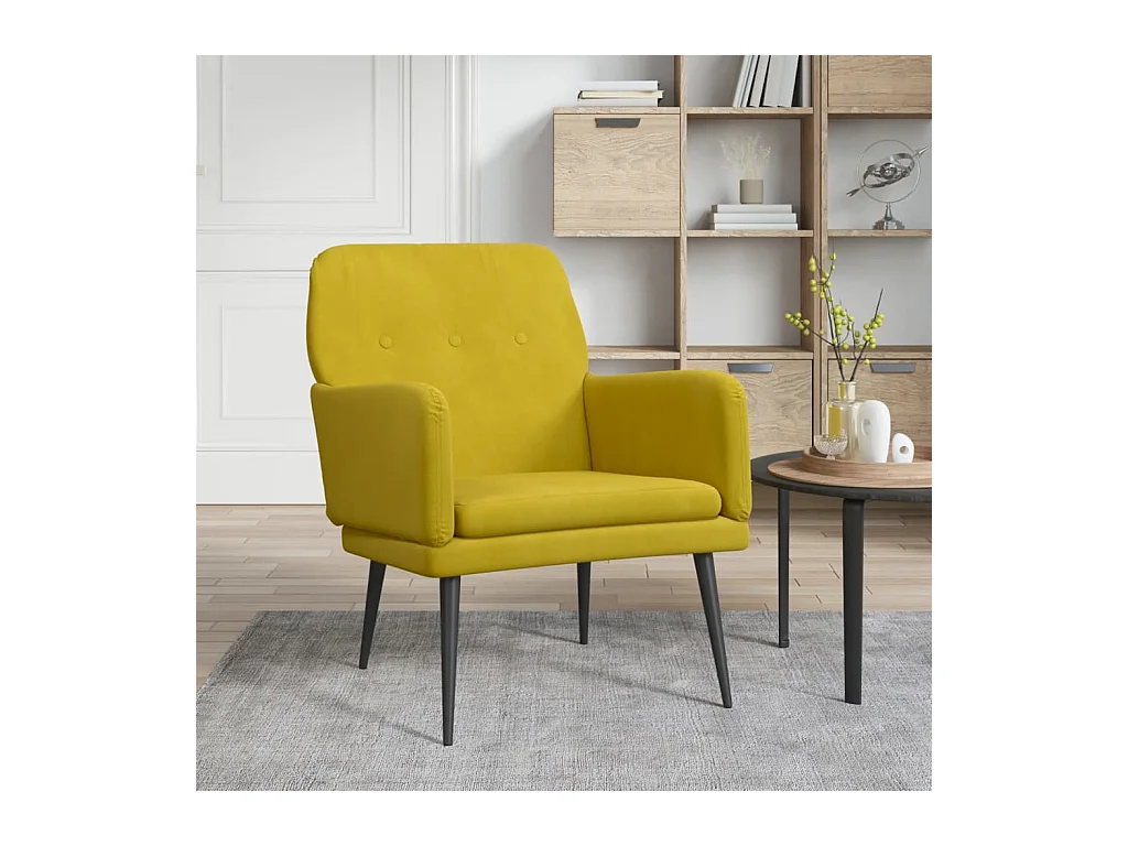 Sillón de salón | Silla de relax | Sillón de terciopelo amarillo 62x79x79 cm SHL9293