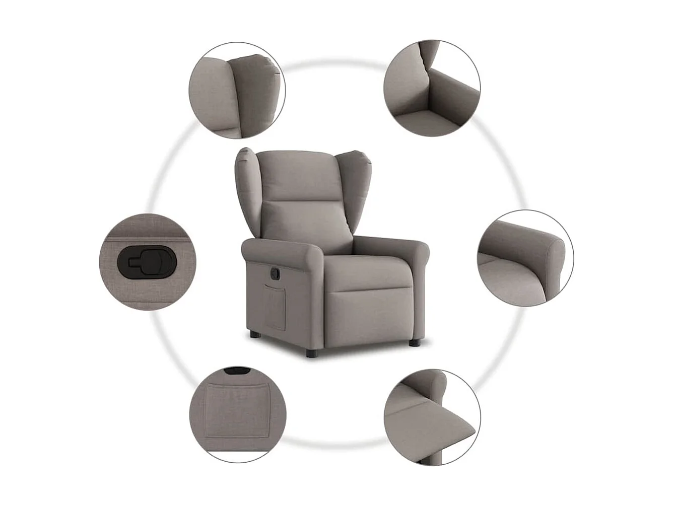 Sillón de relax | Silla | Sillón reclinable de tela gris taupe SHL2487