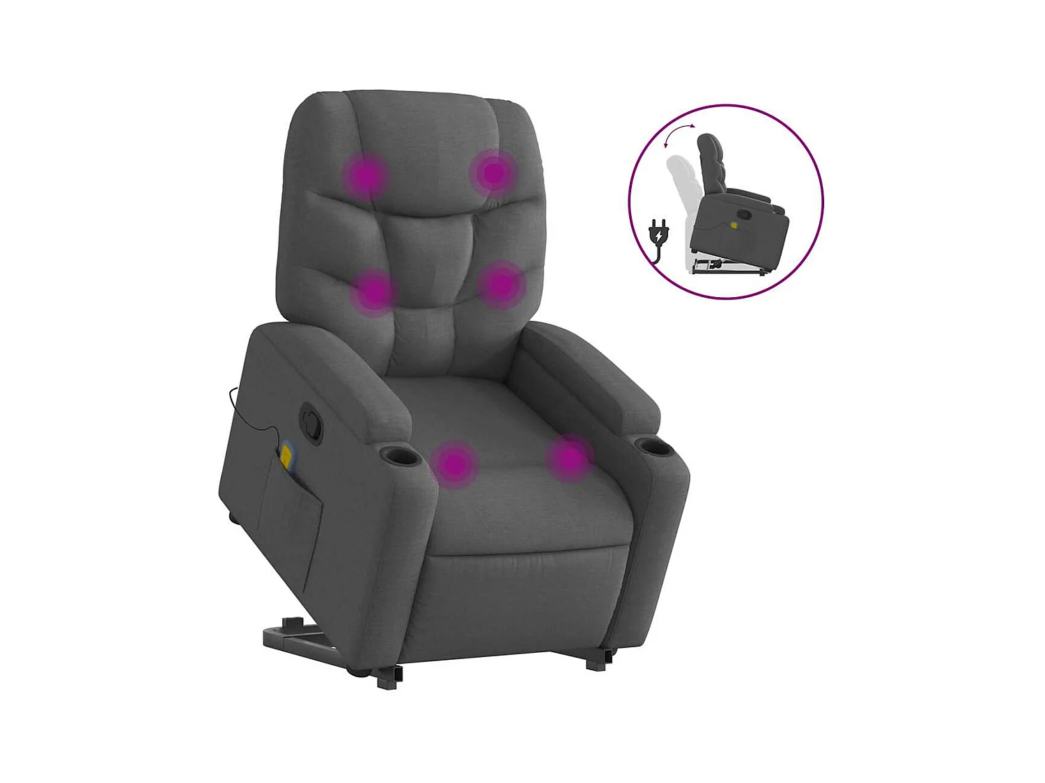 Fauteuil inclinable-Chaise de relax-Fauteuil de Massage Gris foncé Tissu SHL1941
