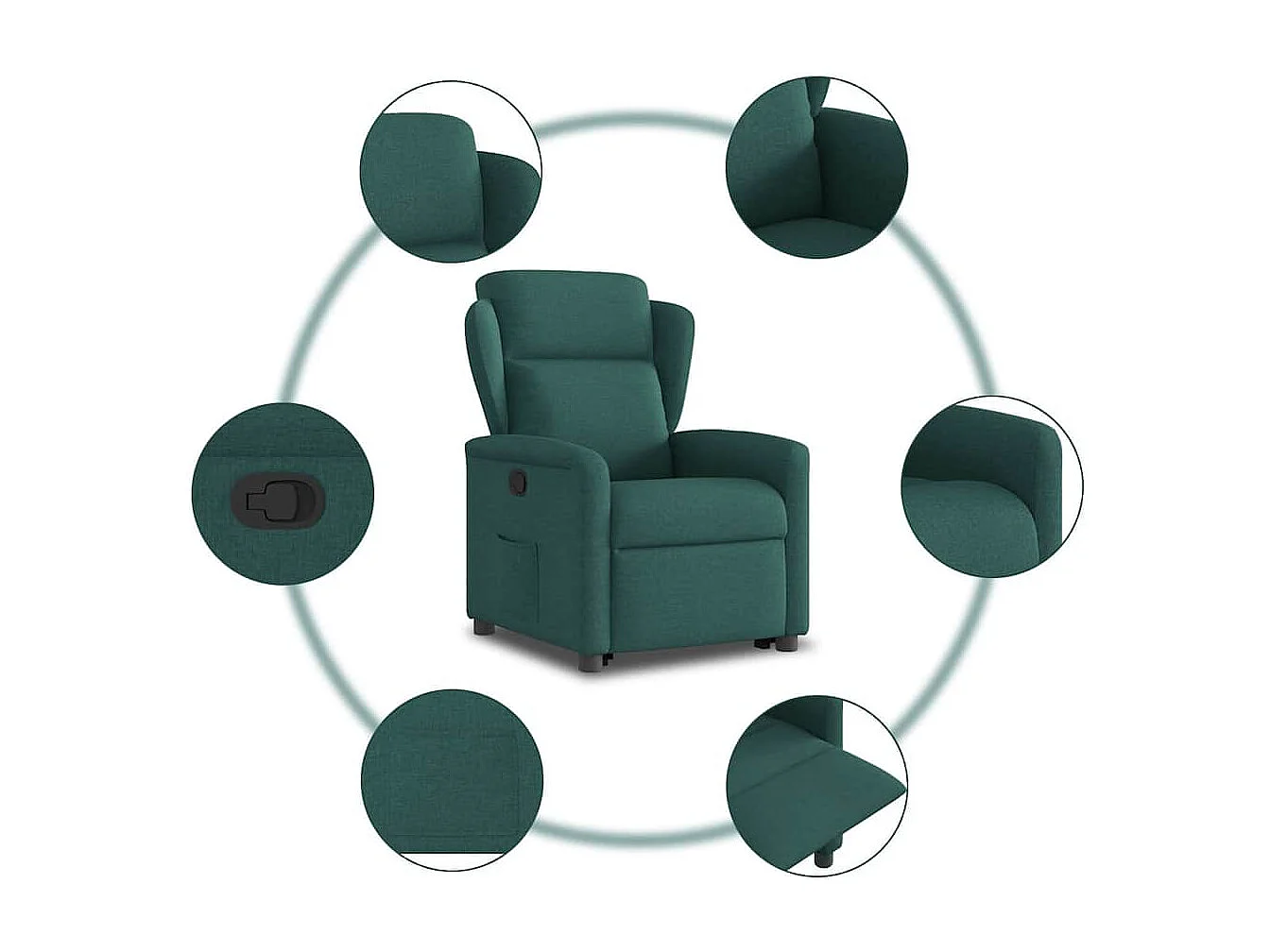 Fauteuil inclinable-Chaise de relax-Fauteuil TV vert foncé tissu SHL3938