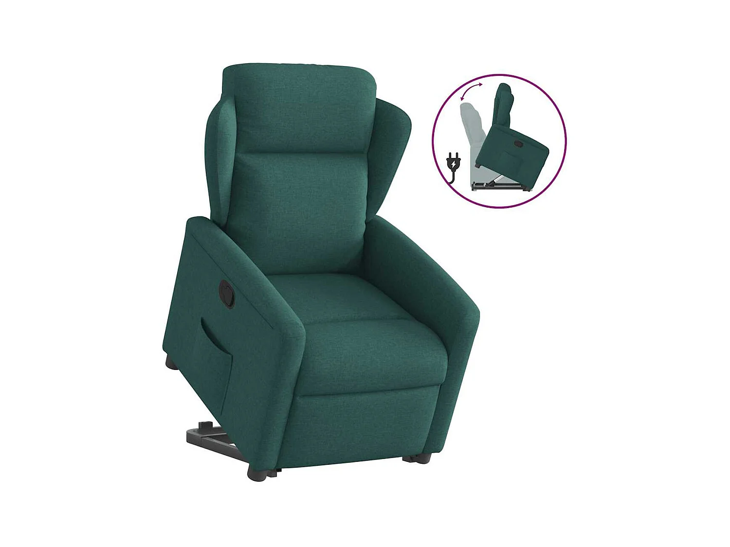 Sillón de relax | Silla | Sillón reclinable elevable tela verde oscuro SHL5641