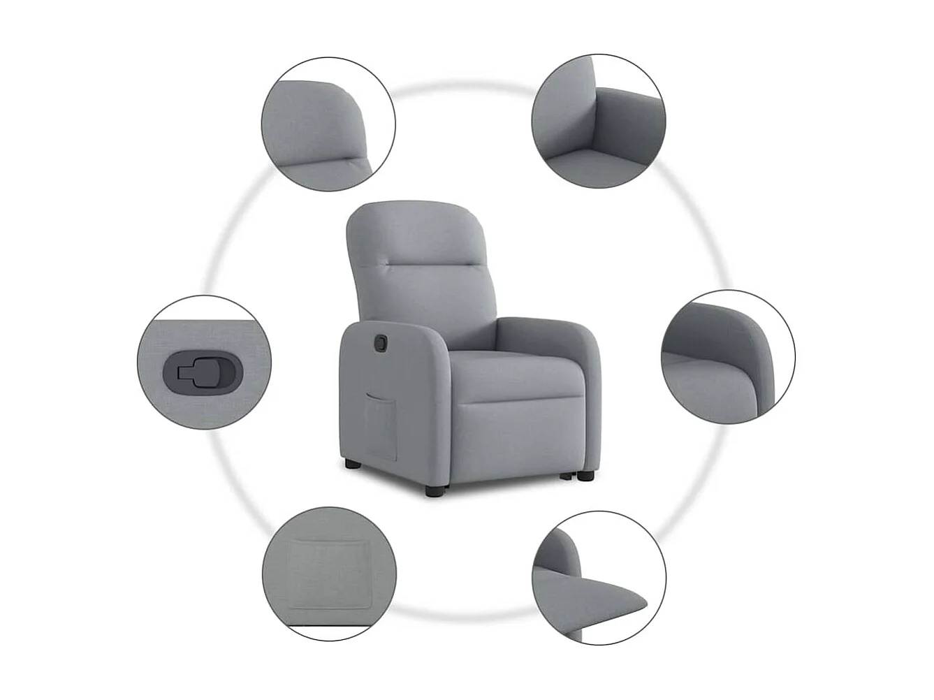 Fauteuil inclinable-Chaise de relax-Fauteuil TV Gris clair Tissu SHL1719