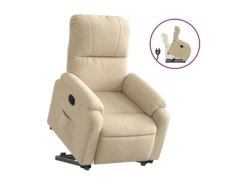 Sillón de relax | Sillón reclinable elevable tela de microfibra color crema SHL5046