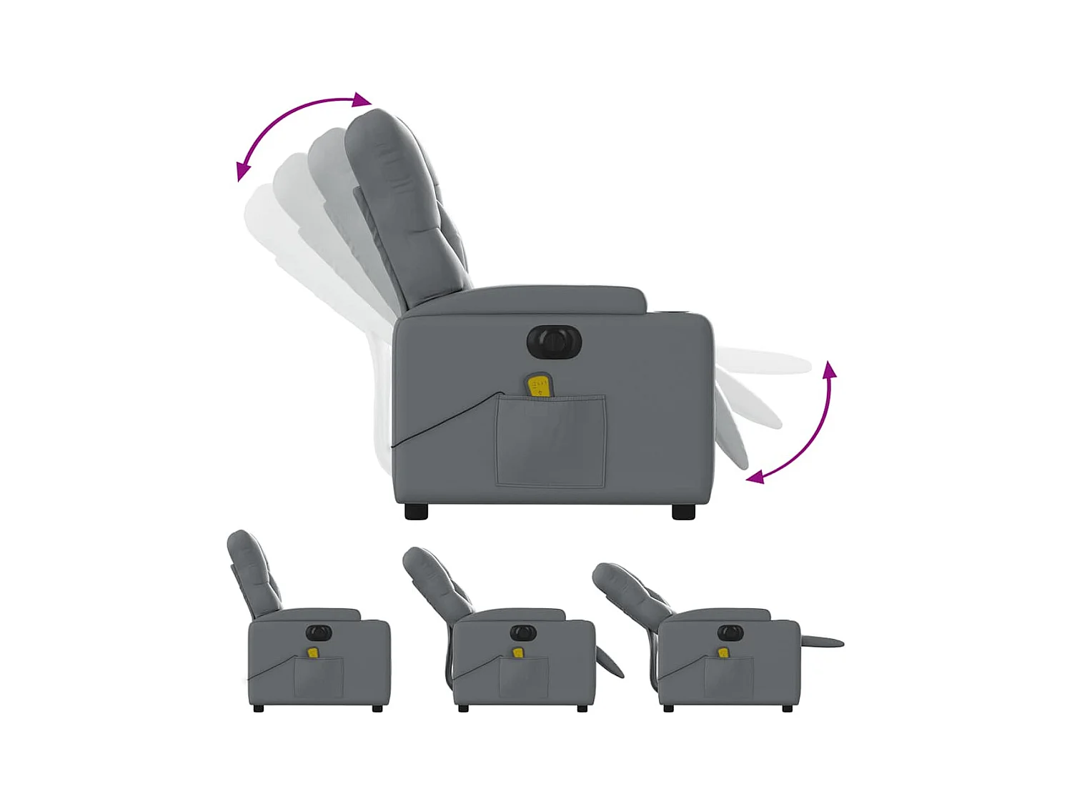 Sillón de salón | Silla | Sillón de masaje reclinable eléctrico cuero sintético gris SHL2796